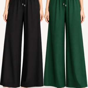 Leggfine Women's Rayon Palazzo Pants – Black & Bottle Green Combo | Pack of 2