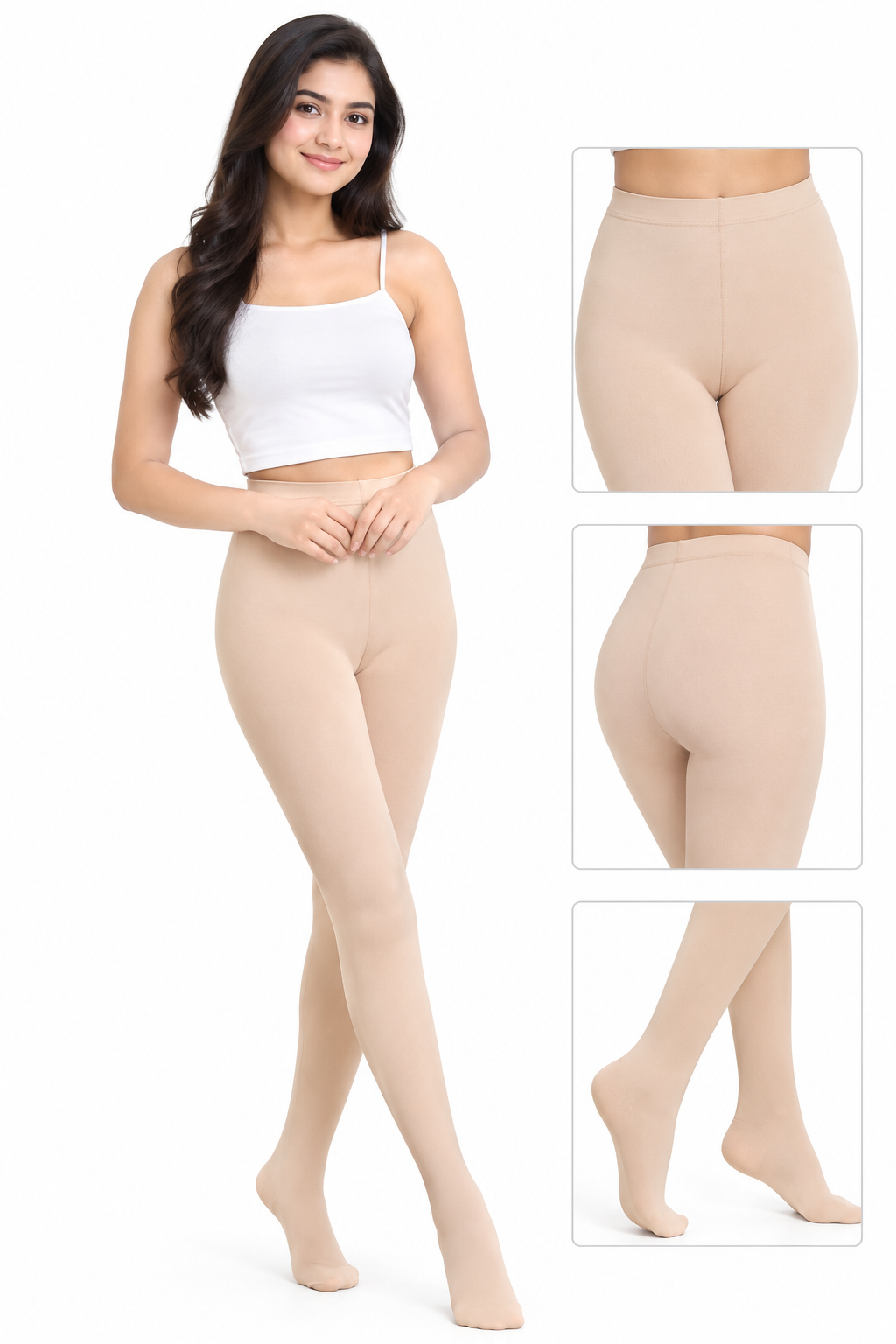 Leggfine Women's Fleece Lined Stockings | Warm Thermal Tights for Winter | High Waist Stretchable Full Coverage Footed Stockings